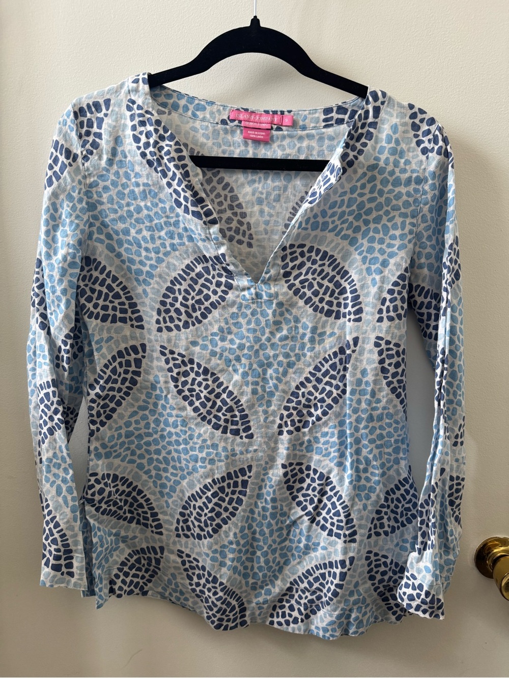 Linen Blue Patterned Tunic